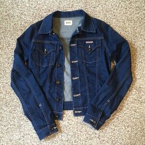 Hudson Womens Denim Jacket Size XS Western Button Jean Collar Dark Wash Flap